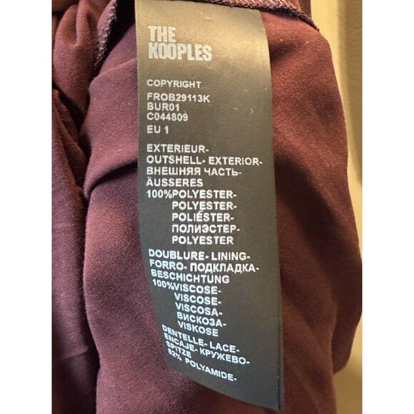 The Kooples Long Pleated Dress Women’s Size 1 US 4 Burgundy Formal Elegant Chic - Picture 8 of 8